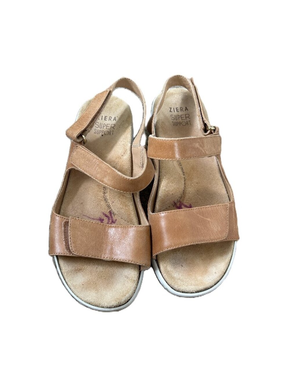 Ziera Super Support Sandals 38 7.5 XW Tan Leather Comfort